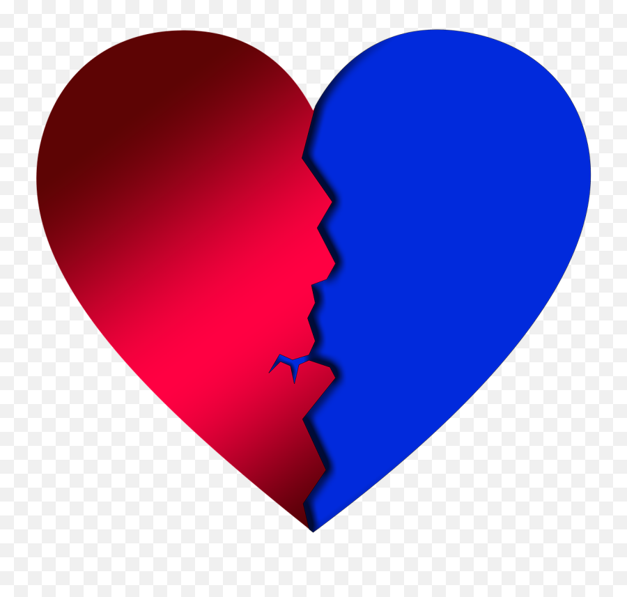Heart Torn Broken Good Bye Separation - Red And Blue Broken Heart Emoji,Heart Emotion