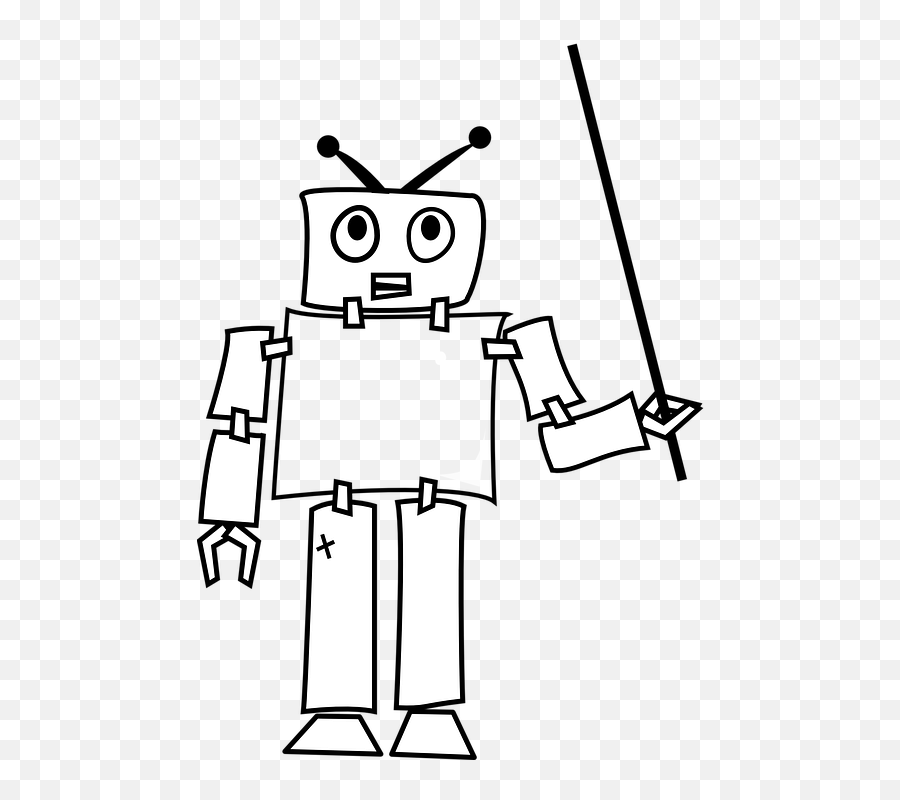 Robot Android Thought - Black And White Clipart Robot Emoji,Android Bee Emoji