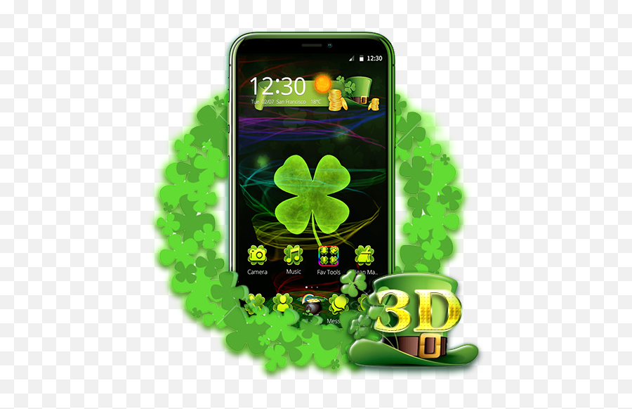 3d Lucky Clover Rainbow Theme - Apps On Google Play Free Smartphone Emoji,Lucky Emoji