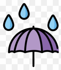 Umbrella With Rain Drops - Clip Art Emoji