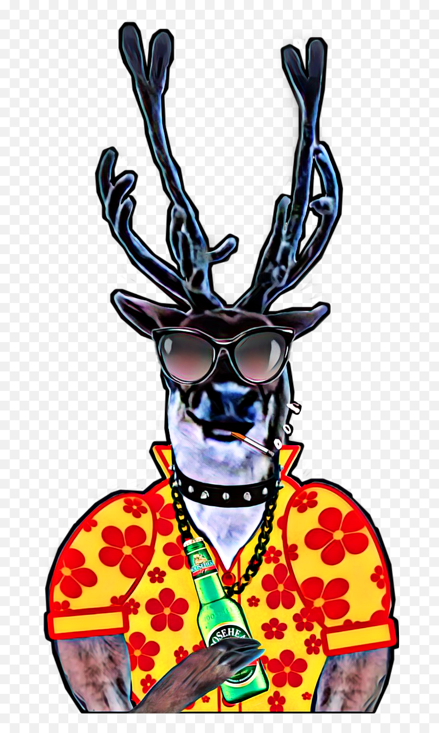 Reindeer Hawaiianshirt Sticker By Clownsinnersaint - Dot Emoji,Blowing Smoke Emoji