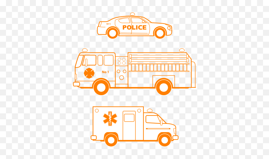 Three First Responders - Compact Van Emoji,Police Siren Emoji