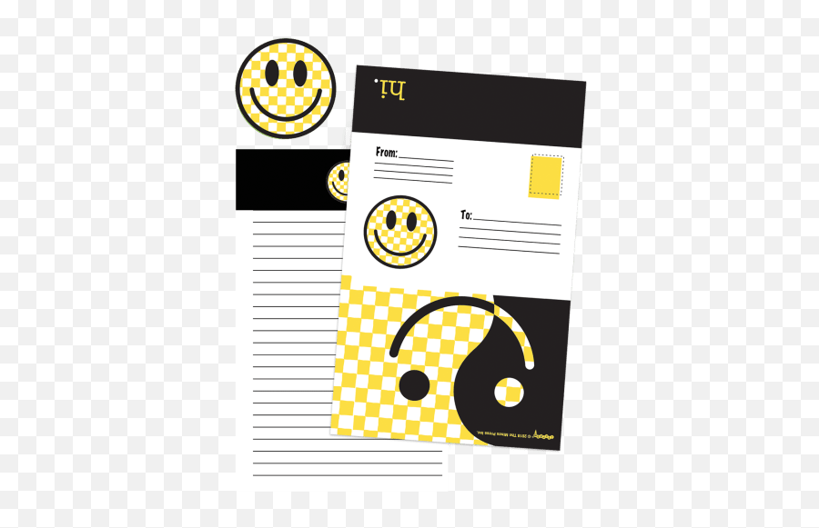 Checkered Smiley Face Foldover Cards - Smiley Emoji,Sticker Emoticon