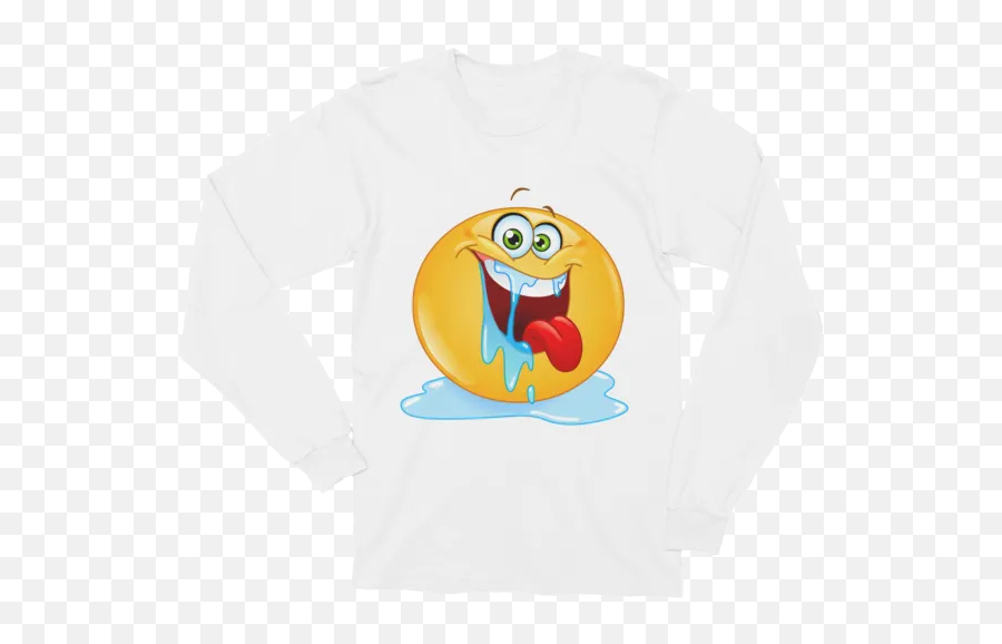 Unisex Drooling Emoticon Long Sleeve T - Long Sleeve With Pocket Shirt Mockup Emoji,Surfing Emoticon