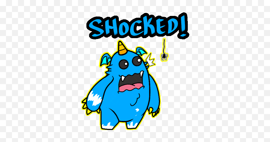 Blue Monster Sticker - Blue Monster Shocked Discover Taken Aback Cartoon Gif Emoji,Shocked Text Emoji
