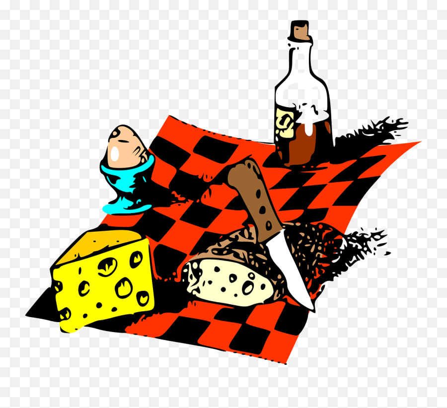 Food Picnic Cheese French Bread Bottle - Picknickkorb Cartoon Png Emoji,Milk Bottle Emoji