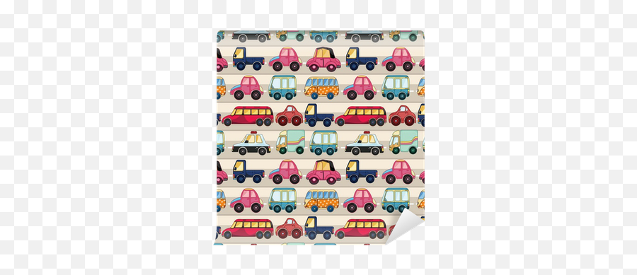 Seamless Cartoon Car Pattern Wall Mural U2022 Pixers - We Live To Change Police Car Emoji,Car Emoticon