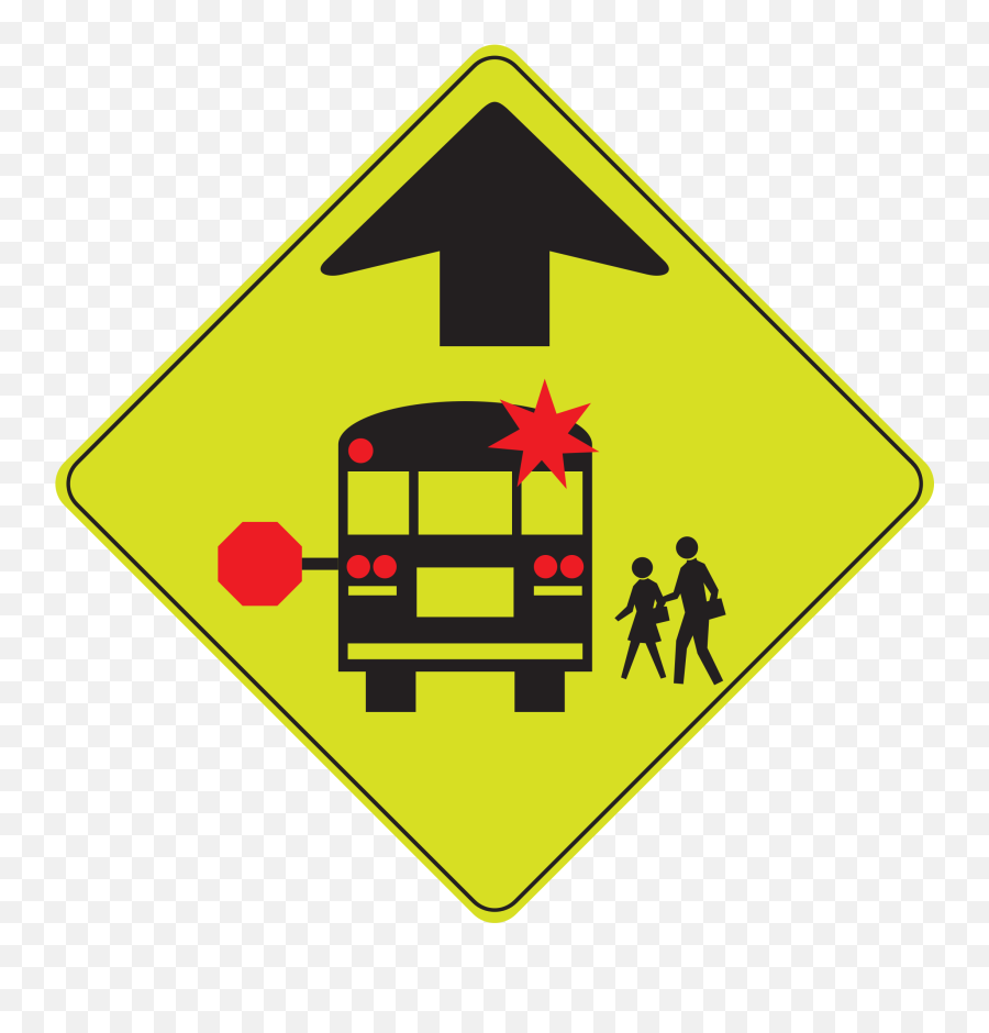 Clip Art School Bus Symbol - School Bus Stop Ahead Sign Emoji,Awp Emoji