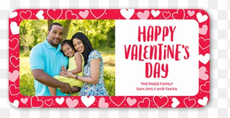 Joyful Heart Border 4x8 Valentines Cards - Love Emoji,Emoji Valentine Cards