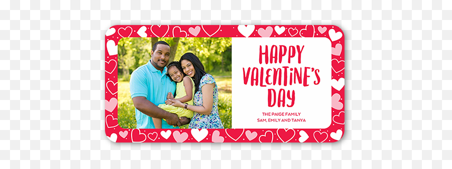 Joyful Heart Border 4x8 Valentines Cards - Love Emoji,Emoji Valentine Cards
