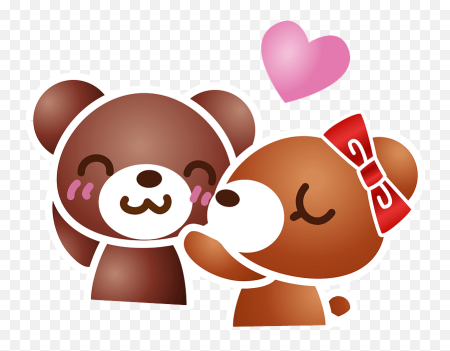Bear Couple Is Kissing Clipart Free Download Transparent - Happy Emoji,Emoji Bears