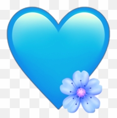 Emoji Iphone Blue Flower Heart Tumblr - Transparent Iphone Blue Heart Emoji,Blue Flower Emoji