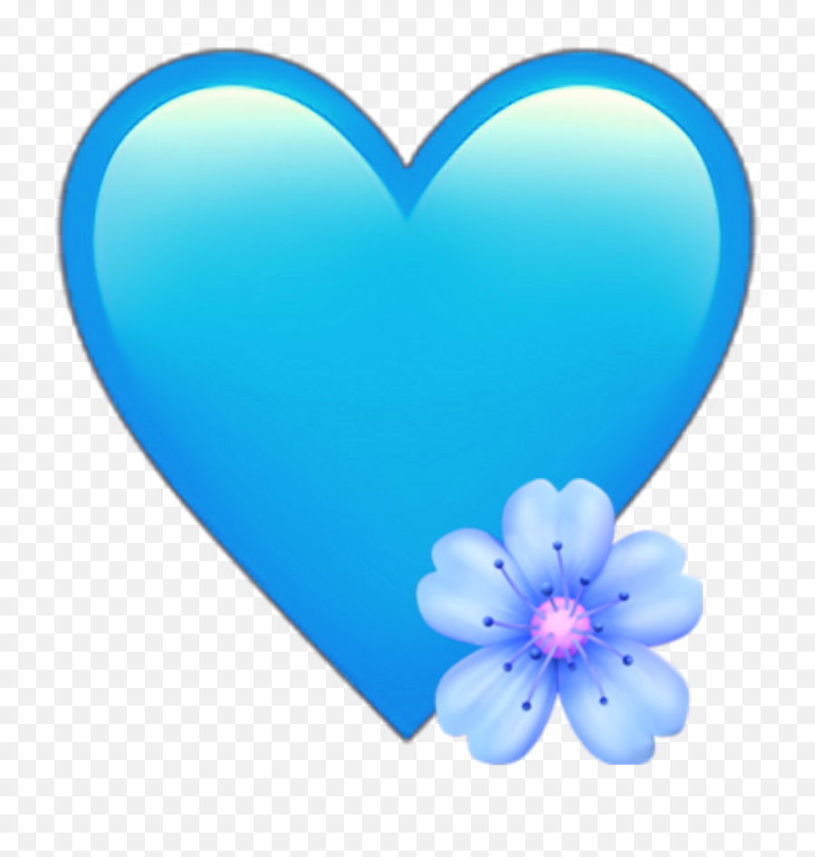 Emoji Iphone Blue Flower Heart Tumblr - Transparent Iphone Blue Heart Emoji,Blue Flower Emoji