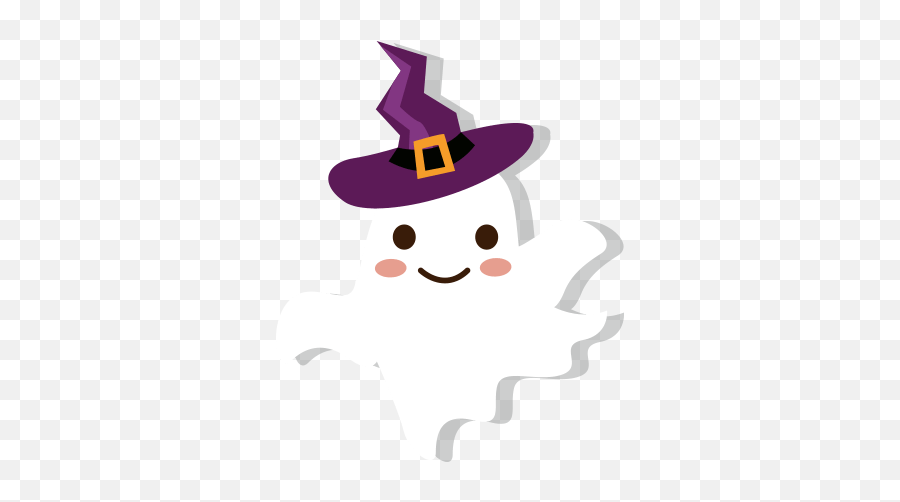 Ghost Witch Wizard Hat Cute Cartoon - Witch Hat Cute Png Emoji,Wizard Hat Emoji