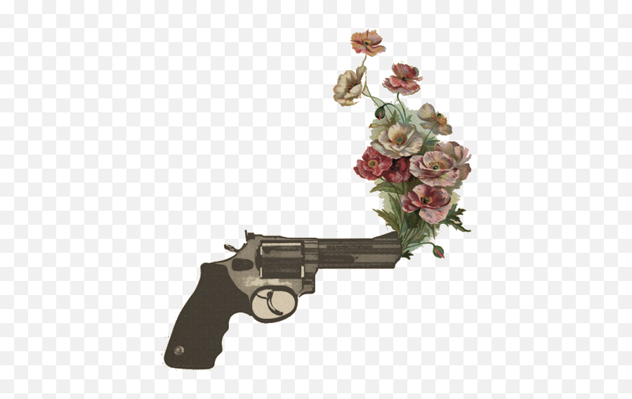Drawing Pistol Heart Transparent Png - Gun Shooting Flowers Png Emoji,Heart And Gun Emoji