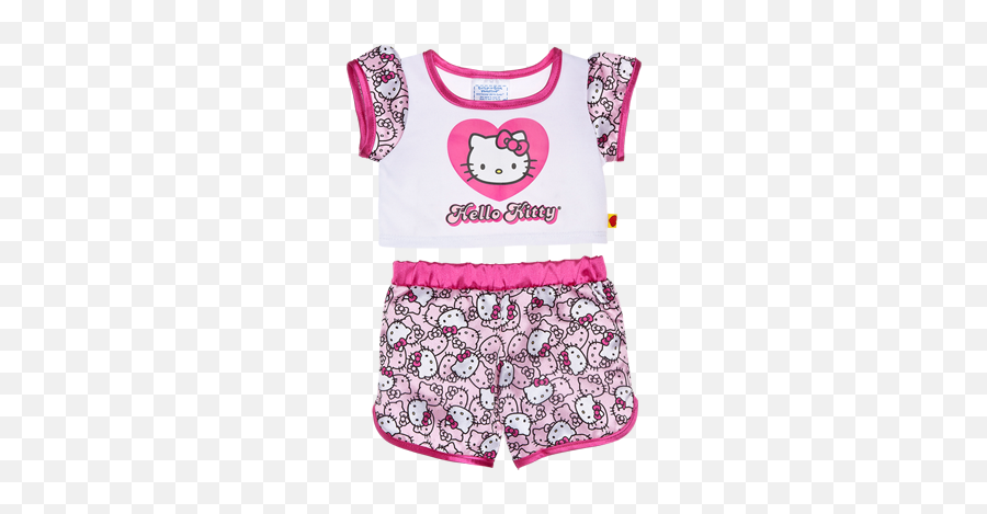 Pink Hello Kitty Pjs 2pc - Build A Bear Hello Kitty Pajamas Emoji,Emoji Pajama Set