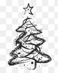 Sketched Artistic Christmas Tree Stamp - Transparent Pink Emoji