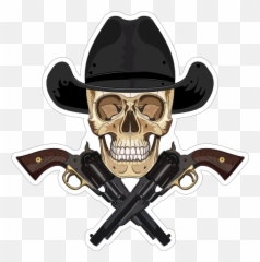 Cowboy Skull With Crossed Pistols Sticker - Skull And Crossed Pistols Emoji,Boy And Skull Emoji