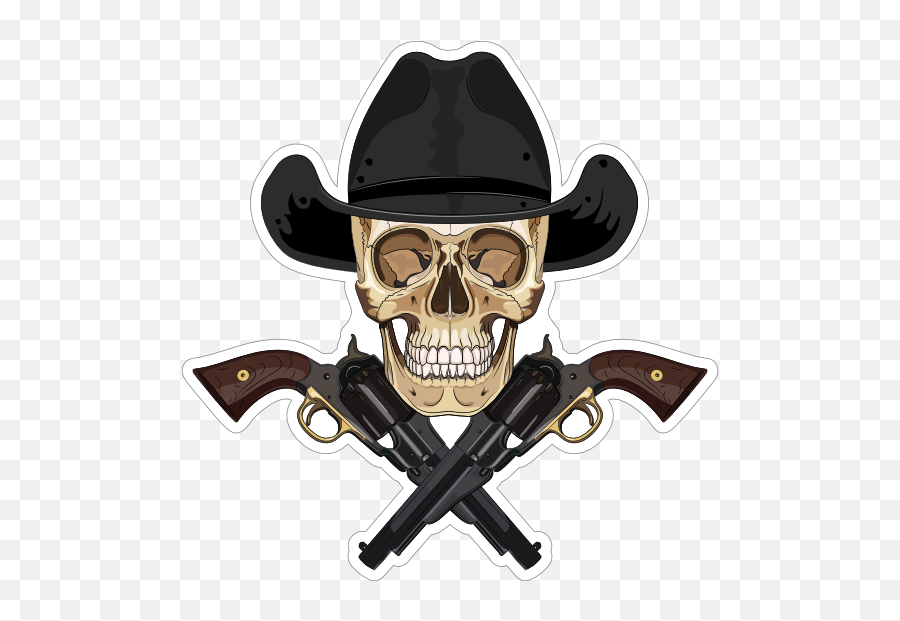 Cowboy Skull With Crossed Pistols Sticker - Skull And Crossed Pistols Emoji,Boy And Skull Emoji