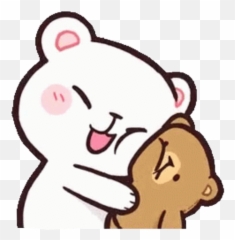 Milkandmocha Hug Cute Bears Happy Kawaii Freetoedit - Teddy Bear Kiss Gif Emoji,Emoji Hug