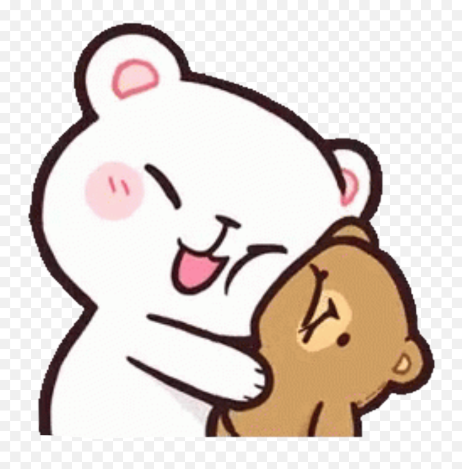 Milkandmocha Hug Cute Bears Happy Kawaii Freetoedit - Teddy Bear Kiss Gif Emoji,Emoji Hug