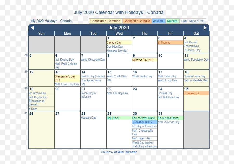 July 2020 Calendar With Holidays - Canada Screenshot Emoji,Canadian Flag Emoji