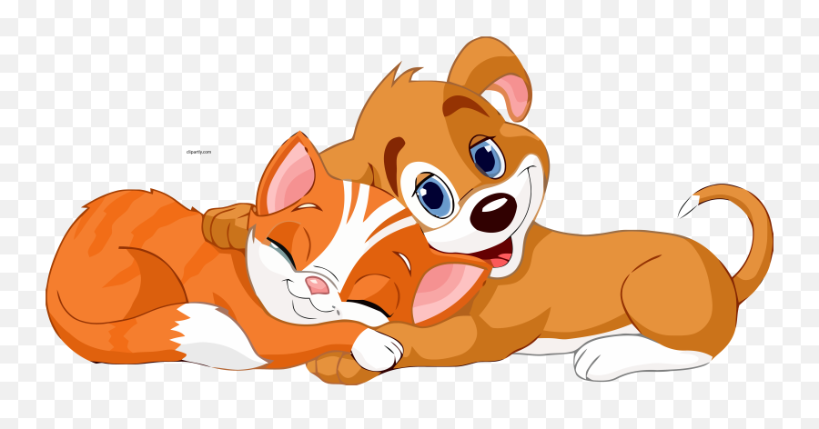 Cat And Dog Cartoon Hug Clipart Png - Cat And Dog Clip Art Emoji,Hug Animated Emoticon