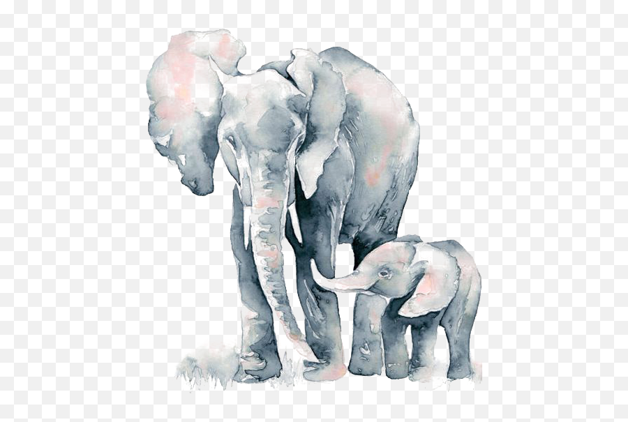Watercolor Elephant Painting Drawing - Elephant Watercolor Painting Emoji,Elephant Emoticon
