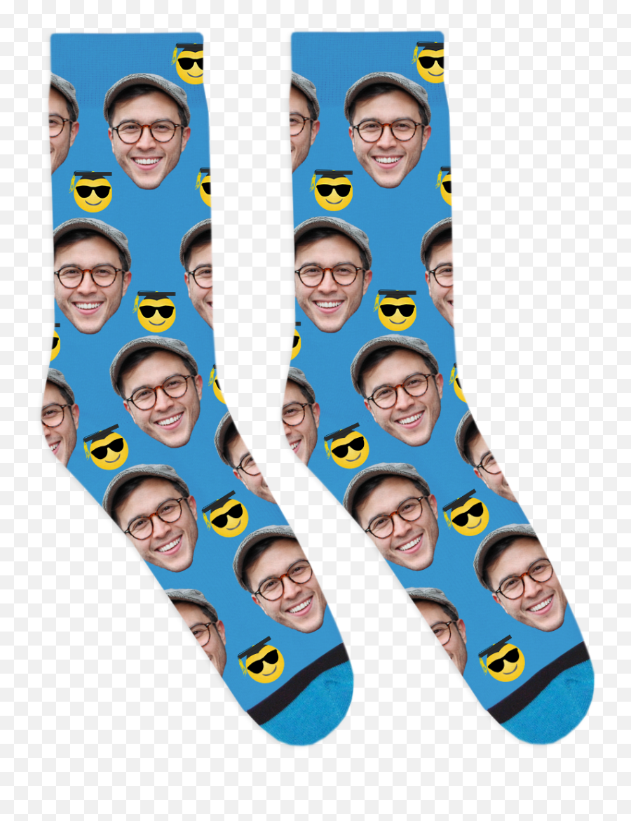 Custom Graduation Emoji Socks - Divvy Up Socks,Rock Face Emoji