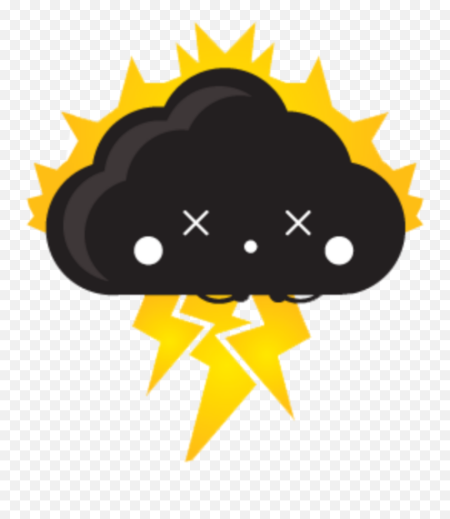 Kawaii Black Cloud Thunder Sticker By Kawaii - Kawaii Cloud Png Emoji,Thunder Cloud Emoji