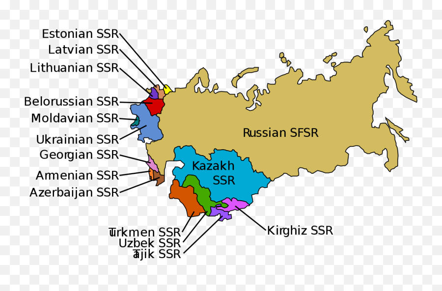 Map Of Ussr With Ssr Names - Labeled Former Soviet Union Map Emoji,Soviet Union Emoji