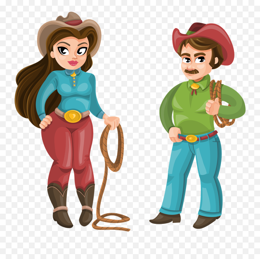 Cowboy Man Woman Girl Western - Cowboy And Girl Cartoon Emoji,Walking Girl Emoji