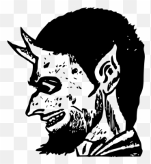 Vector Illustration Of Demon Head With Spiky Ears - Clip Art Emoji