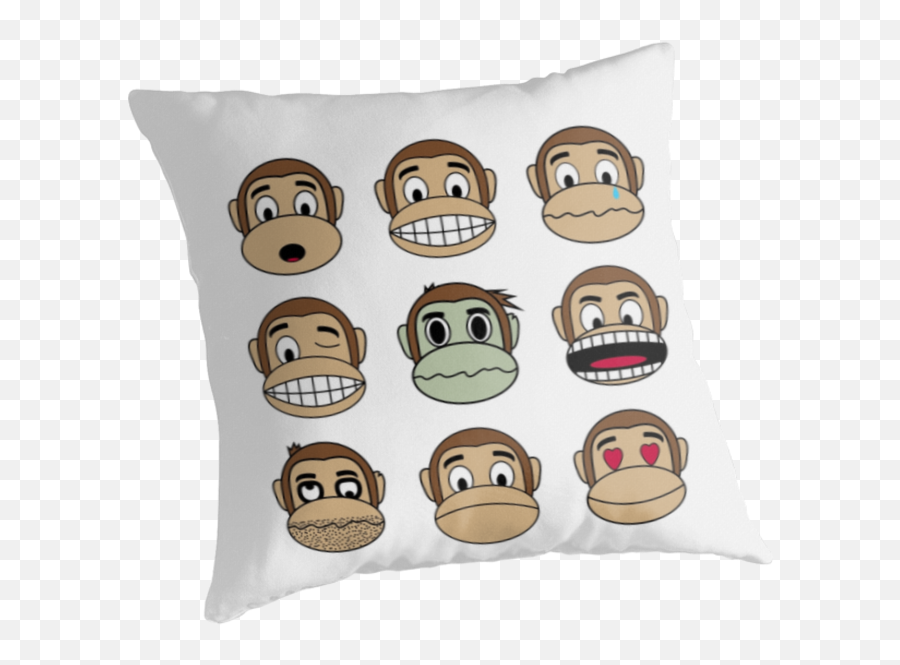 Emoji Monkey Faces Emotions Throw Pillow - Cushion,Emoji Covers