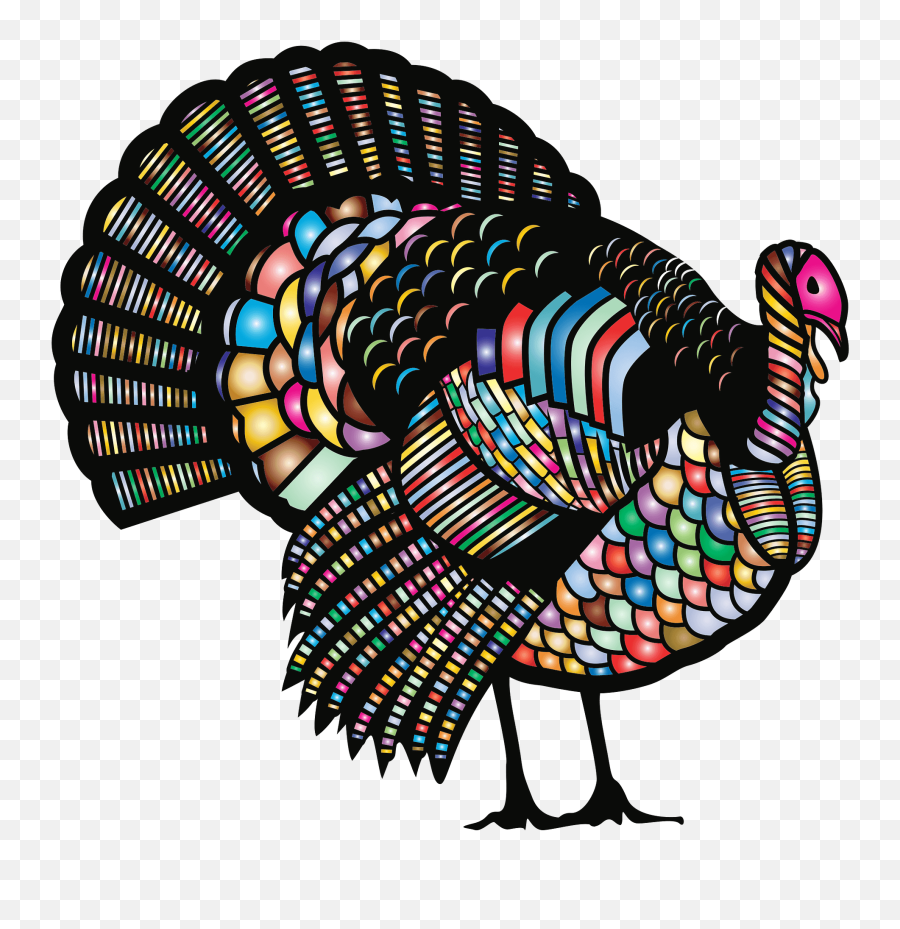 Turkey Mosaic Clipart - Wild Turkey Clipart Black And White Emoji,Turkey Emoji