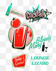 Retro Cocktail Signs Bloody Mary - Clip Art Emoji,Bloody Mary Emoji