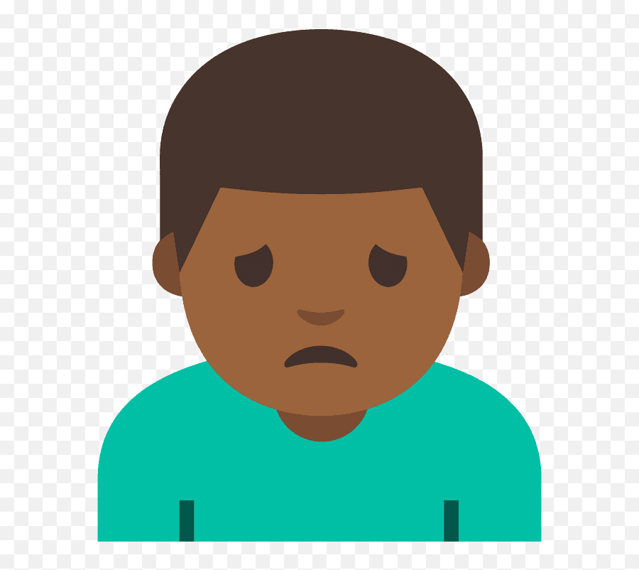 Man Frowning Emoji Clipart - Sad Dark Skin Emoji,Black Man Shrug Emoji