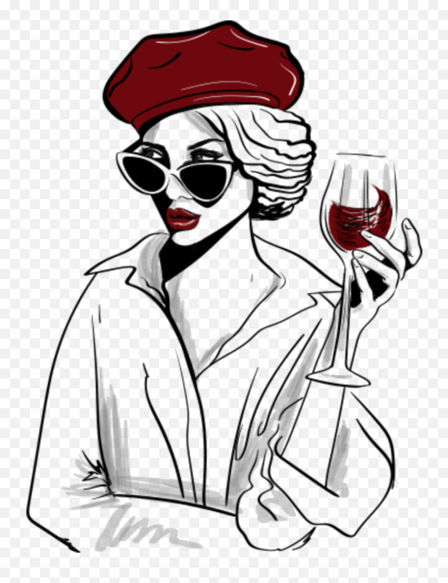 Popular And Trending Alkol Stickers On Picsart - Woman Drinking Wine Drawing Emoji,White Wine Emoji