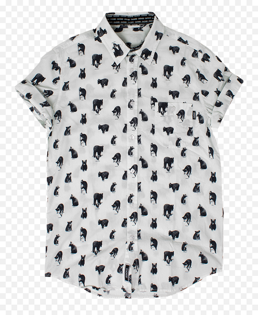 All Over Bear Print Shirts From The Cuckoos Nest In White - Bear Pattern Button Shirt Emoji,Emoji Outfit For Men