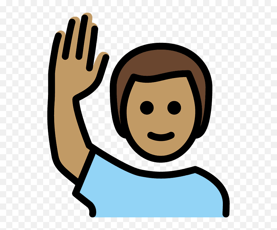 Man Raising Hand Emoji Clipart - Person Rising Hand Drawing Png,Man Shrugging Emoji