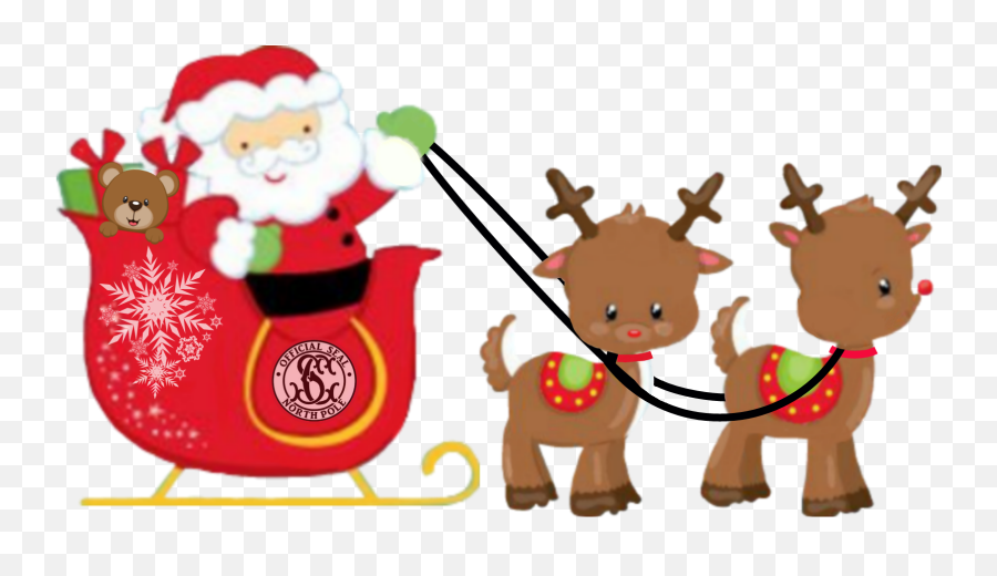 Santa Sleigh Reindeer Hoho Christmas - Christmas Clipart Coming To Town Emoji,Sleigh Emoji