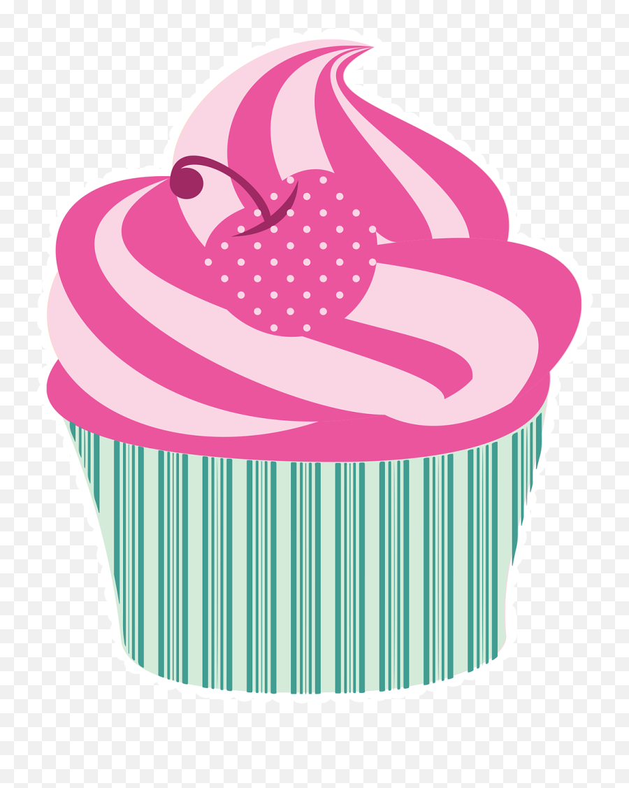 Cupcake Mint Green Pink Cherry - Clipart Pink Cupcake Png Emoji,Cherry Pie Emoji