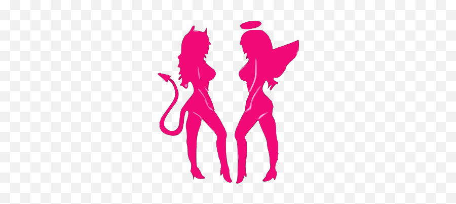 Gtsport - Angel And Devil Silhouette Emoji,Fire Devil Girl Emoji