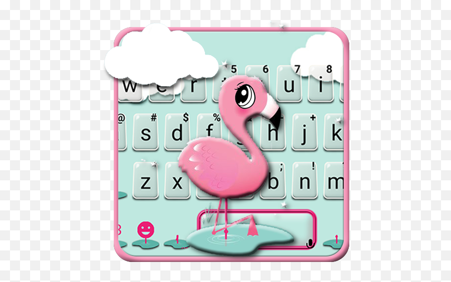 Cartoon Pink Flamingo Keyboard Theme - Greater Flamingo Emoji,Flamingo Emoji