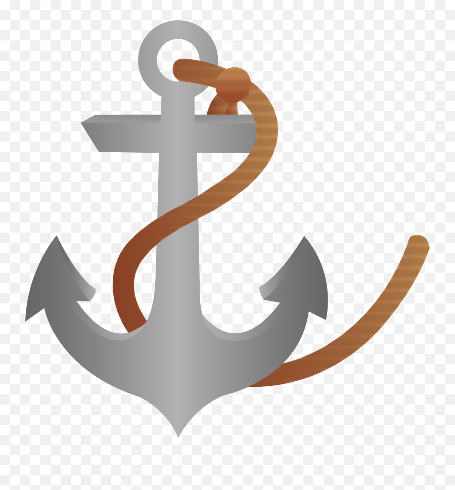 Ship Anchor With Rope Free Clip Art - Drawing Of Ship Hook Emoji,Eagle Globe And Anchor Emoji