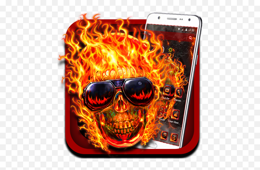Cool Flame Skull Fire Skull 2d Theme - Flaming Skull Emoji,Flaming Emoji