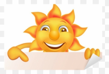 Sun Cartoon Character And Blank Sign - Zon Cartoon Emoji,Blank Emoticon