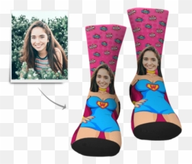Motheru0027s Day Personalized Superwoman Face Socks - Sock Emoji,Superwoman Emoji