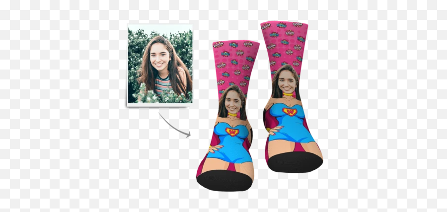 Motheru0027s Day Personalized Superwoman Face Socks - Sock Emoji,Superwoman Emoji