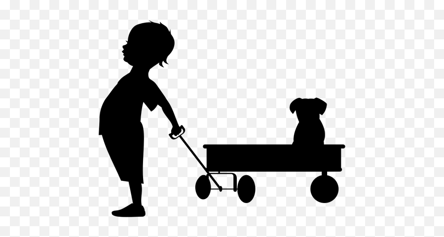Child Pulling Wagon - Boy Pulling Wagon Silhouette Emoji,Pulling Hair Out Emoji